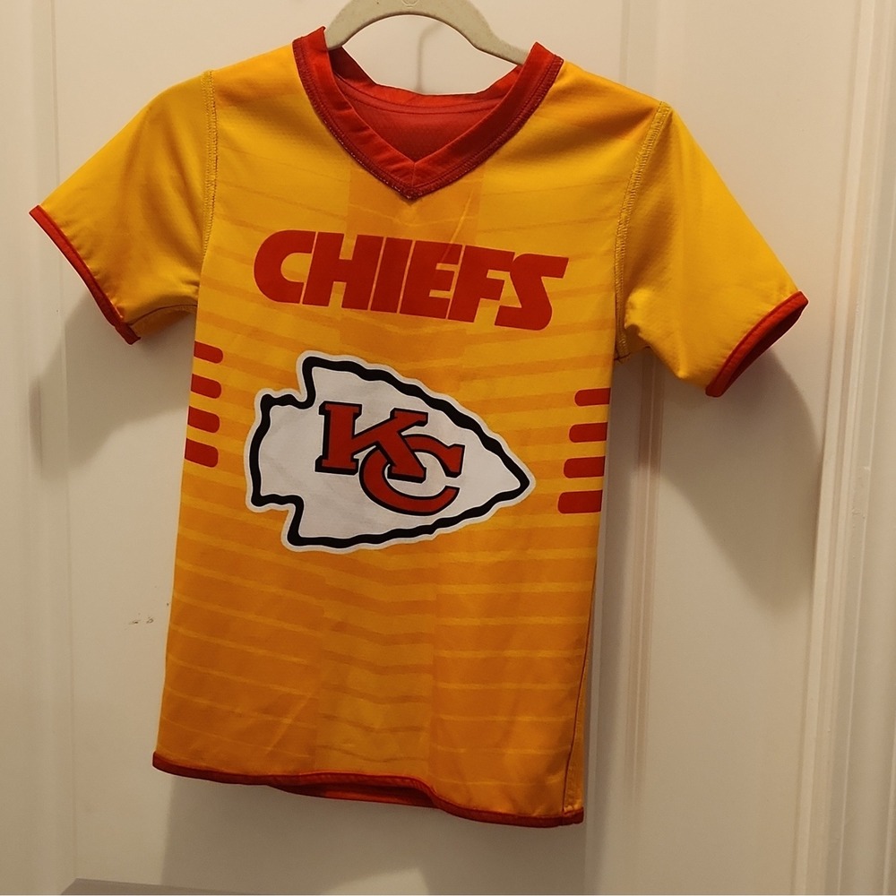 Kansas City Chiefs NFL Flag Football Reversible Jersey Red Gold Youth Small